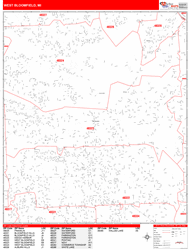 West Bloomfield Wall Map Zip Code Red Line Style 2024